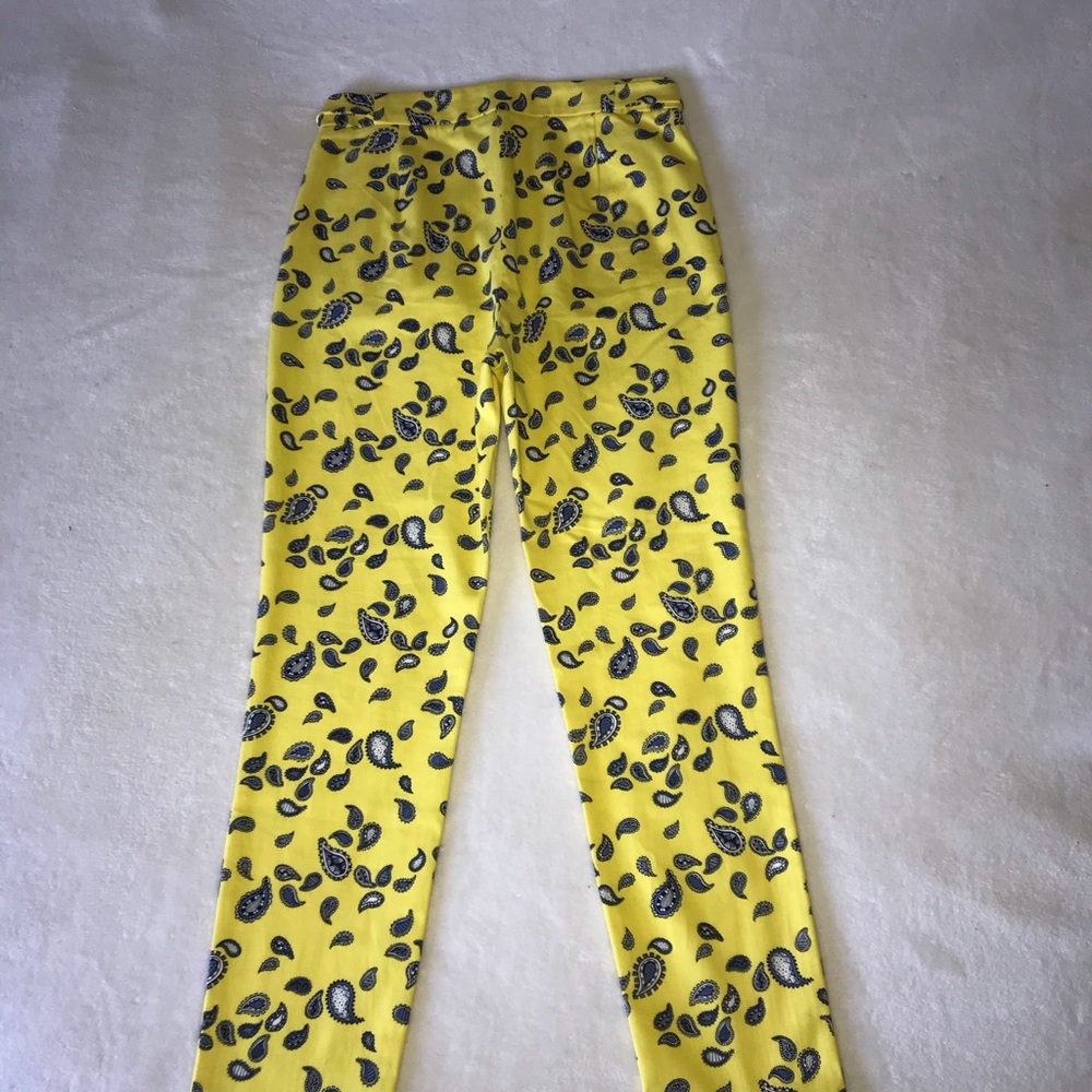 Zara Yellow Paisley Print Trousers - Picture 4 of 8